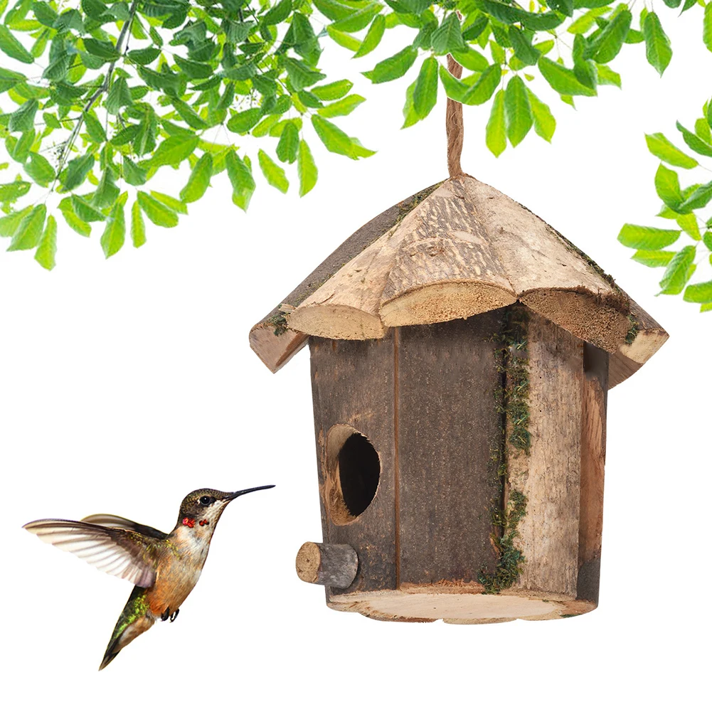 New Practical Birdhouse Nest Bird Cage Wood Garden Nest Accessories Hanging Parrot Nest Houses Hummingbird House