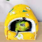 1pc Cute Print Bird Bed Mini Cage Rabbit Squirrel Mat Guinea Pig Nest Hamster House Small Animal Sleeping Bed Pet Hanging Cage - Image 2