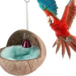 Bird Coconut Shell Nest Hanging Natural Coconut Shell with Cushion Parrot Hammock Swing House Bird Cage Accessories - Image 4