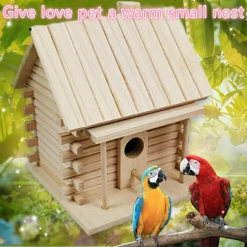 Bird Cage Accessories Birdhouses For Outside Wooden Bird House Nesting Box Hanging Bird Nests Home Garden Decoration
