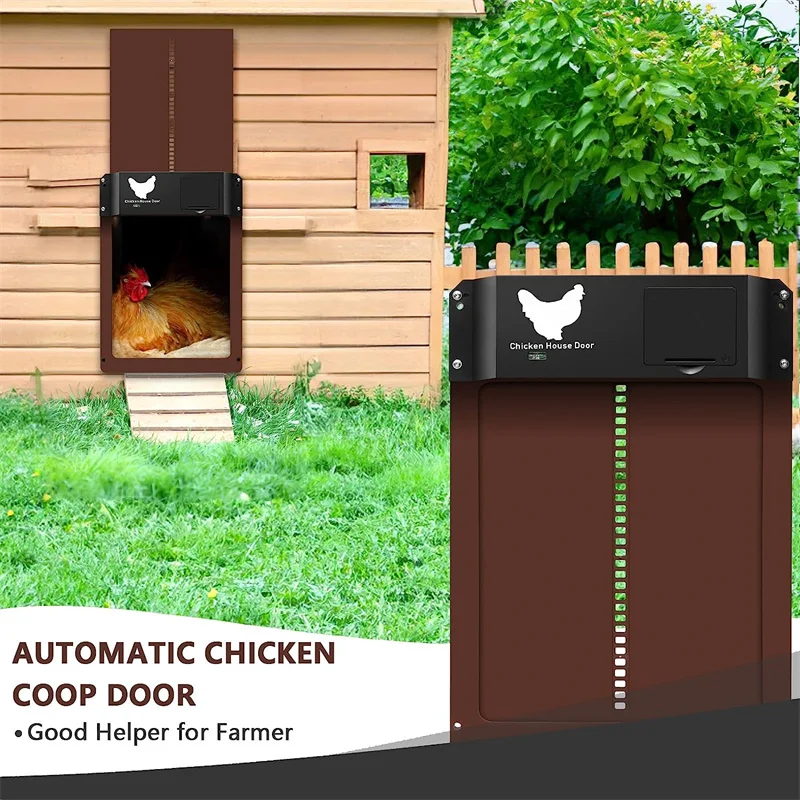 Automatic Chicken Coop Door Chicken House Door Light Sensor Farm Chicken Opener Pets Duck Cage Door Supplies Battery Powered