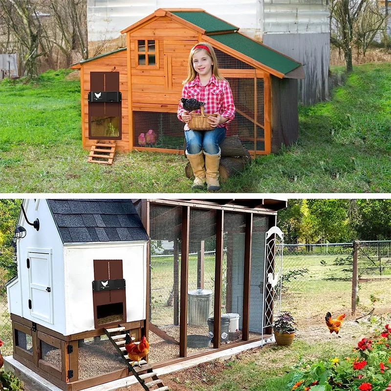 Automatic Chicken Coop Door Chicken House Door Light Sensor Farm Chicken Opener Pets Duck Cage Door Supplies Battery Powered