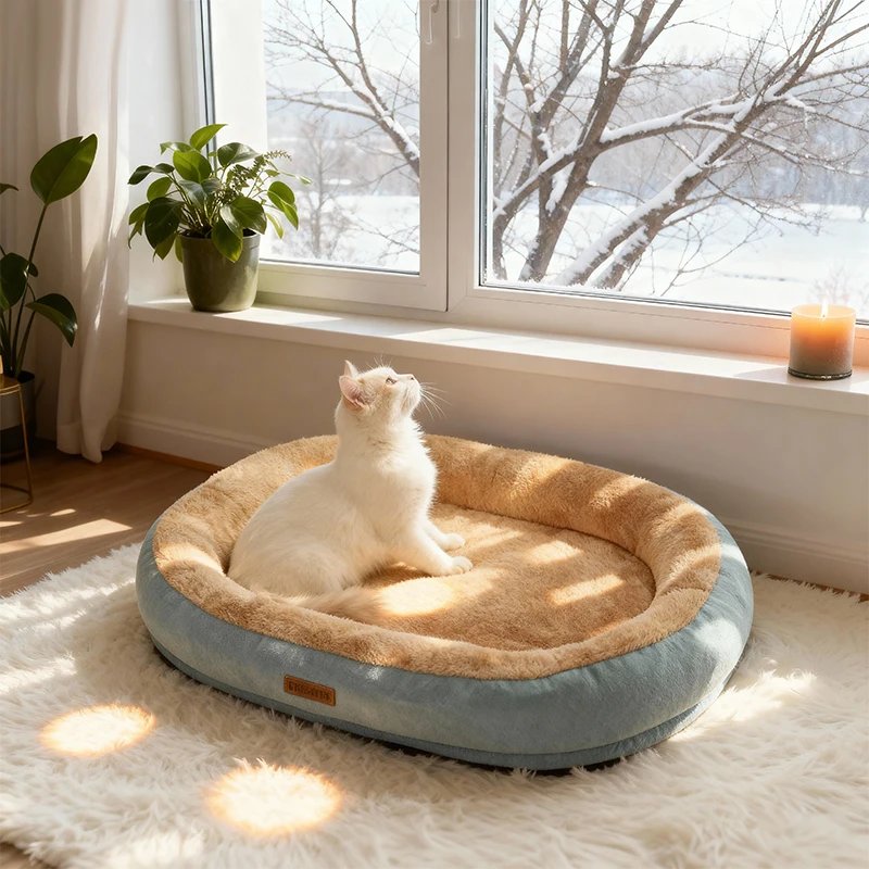 6327-shejig.jpg Winter Warm Small Dog Kennel Sleeping Puppy Cushion Cat Supplies Accessories Washable Calming Sofa Cat Dog Pet Bed - Image 1
