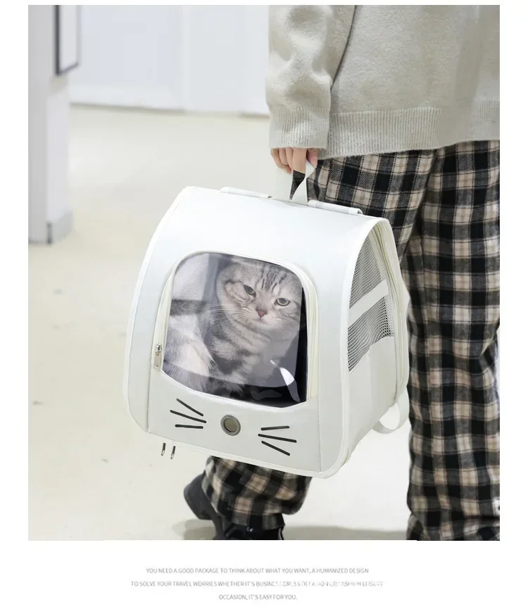 Pet Cat Carrier Bag Cat Backpack Outdoor Breathable Portable Shoulders Bag for Cats Small Dogs Transport Carrier