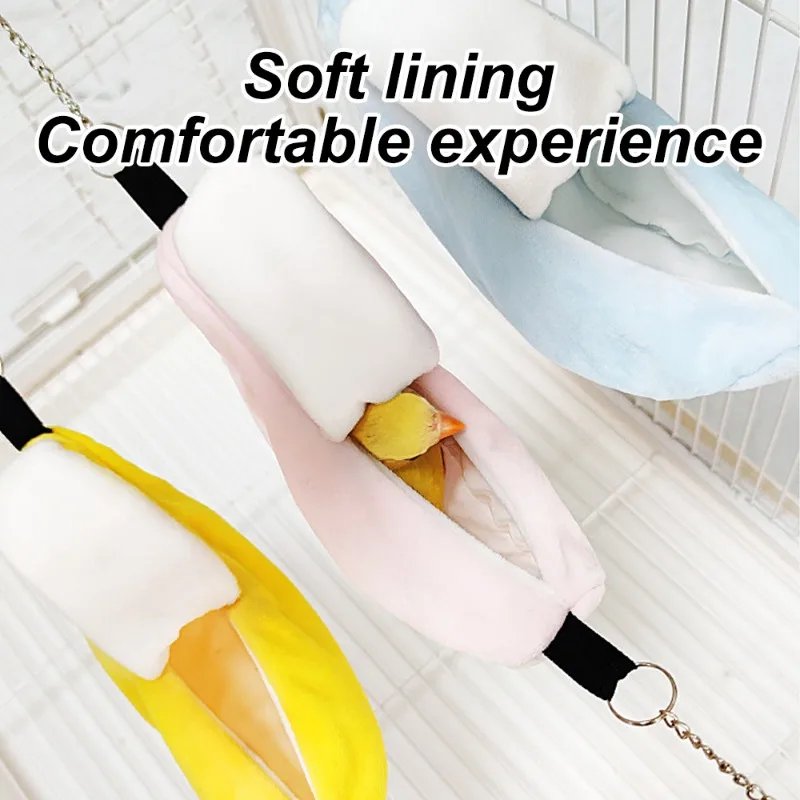 1PC Winter Warm Banana Shape Parrot Bed Bird Nest Parrot Nest Hammock Bed Toy for Pet Bird Hamster Cage Hanging Bed Sleeping Bag