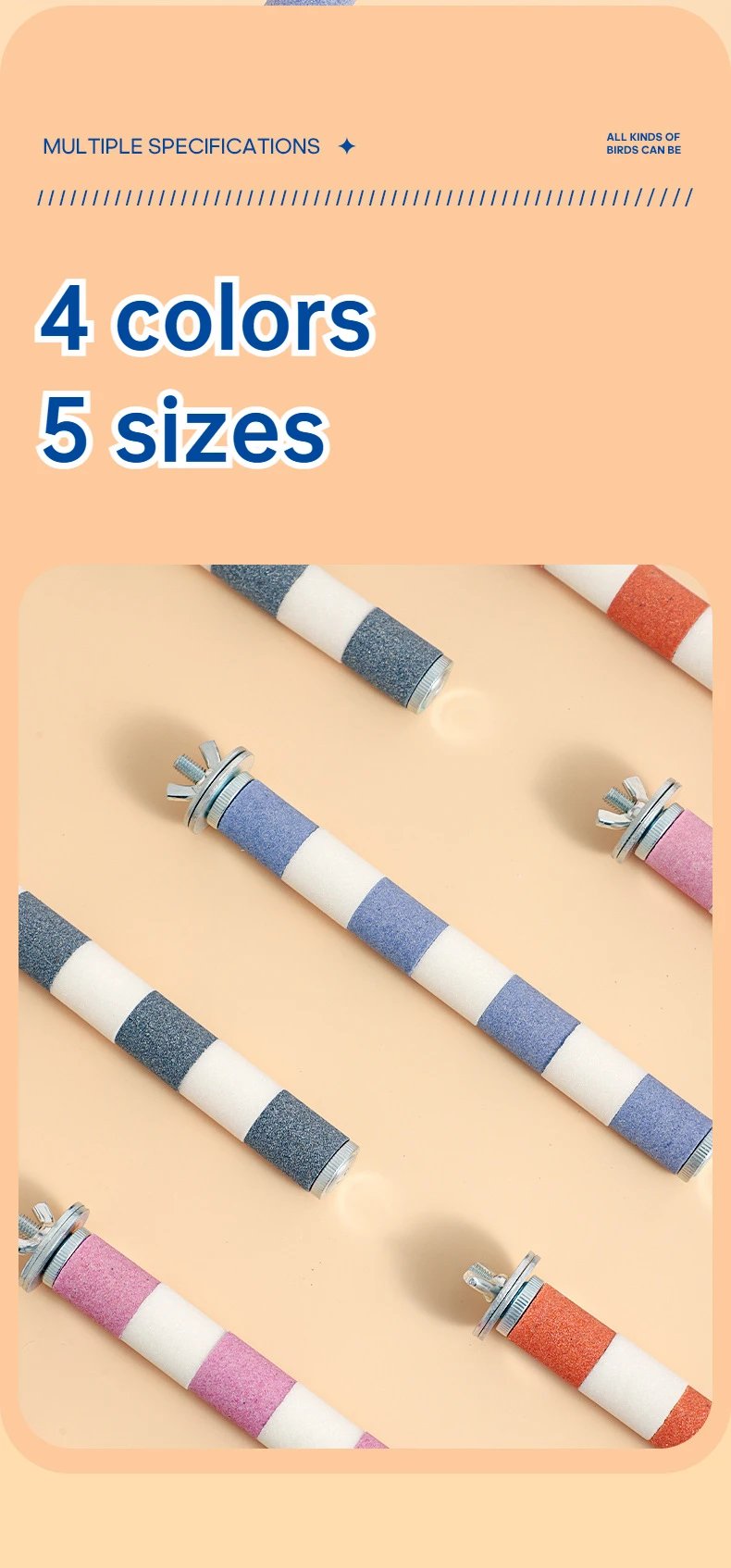 20/15/12CM Pet Parrot Bird Claw Beak Grinding Perches Stand Rack Claw Grinding Stick Cage Pigeon Accessories