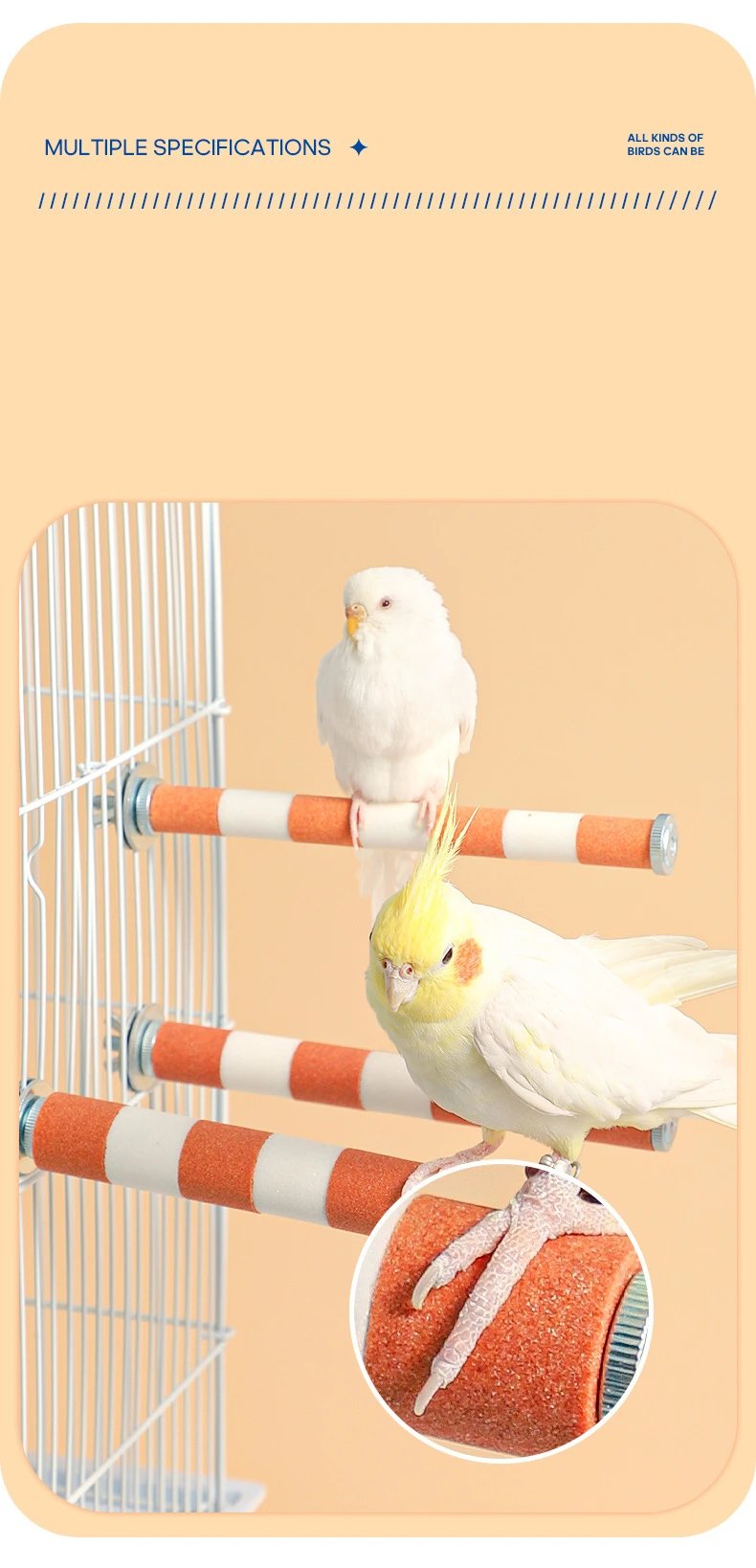 20/15/12CM Pet Parrot Bird Claw Beak Grinding Perches Stand Rack Claw Grinding Stick Cage Pigeon Accessories