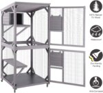 Indoor and Outdoor Cattery, Large Wooden Cat Cage with Wheels, 70.9-inch Upgraded Dog Cage with Reinforced Wooden Bars - Image 5