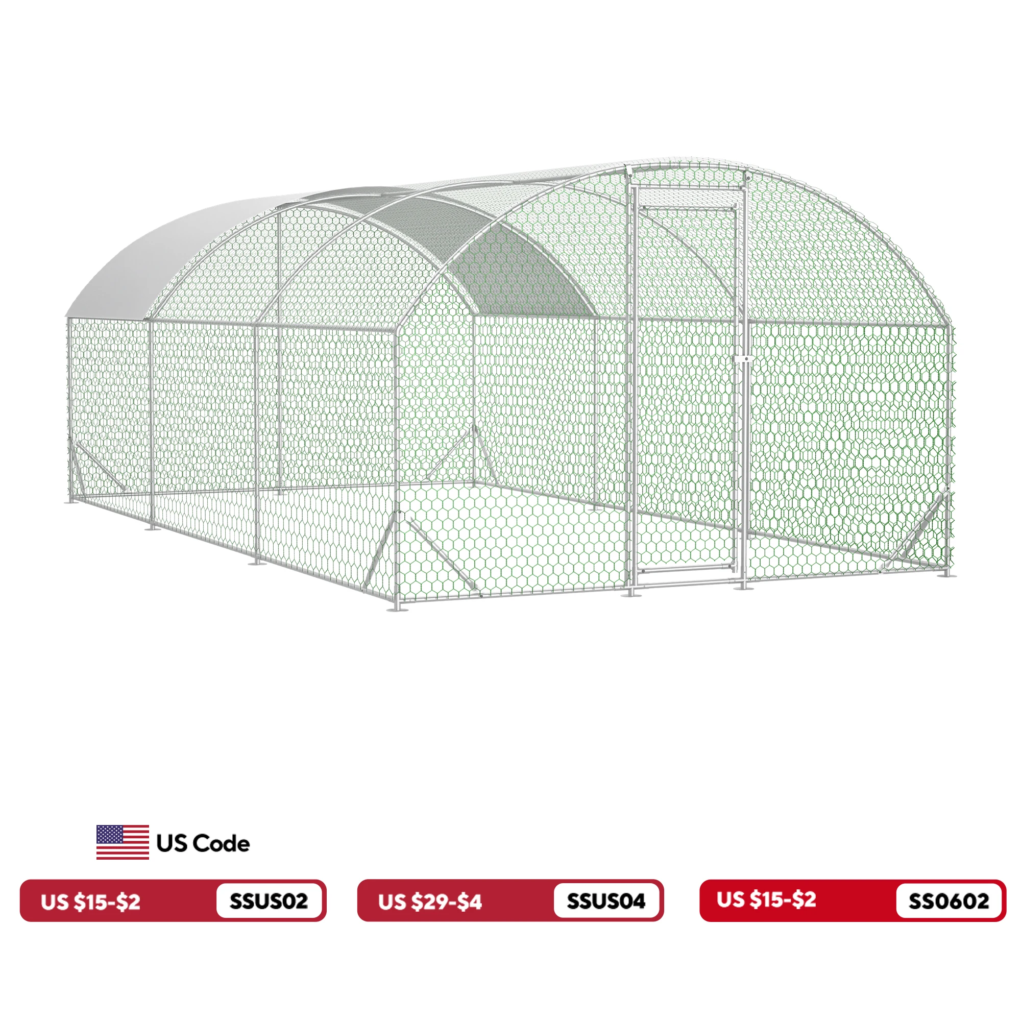 79812-njzuvs.jpg Large Chicken Coop Metal Chicken Run with Waterproof and Anti-UV Cover, Dome Shaped Walk-in Fence Cage Hen House - Image 1