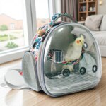 Bird Carrier Travel Bag Bird Backpack for Birds Parrots Small Pet Acrylic Bubble Portable Bird Cage Outdoor Travel Hiking