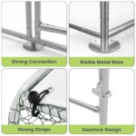 Flat Style Poultry Cage, Poultry Cage with Waterproof Cover, Walk-in Metal Poultry Cage for Outdoor Backyard Farm, Chicken Coop - Image 3