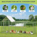 Flat Style Poultry Cage, Poultry Cage with Waterproof Cover, Walk-in Metal Poultry Cage for Outdoor Backyard Farm, Chicken Coop - Image 4