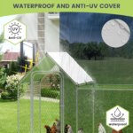 Flat Style Poultry Cage, Poultry Cage with Waterproof Cover, Walk-in Metal Poultry Cage for Outdoor Backyard Farm, Chicken Coop - Image 2