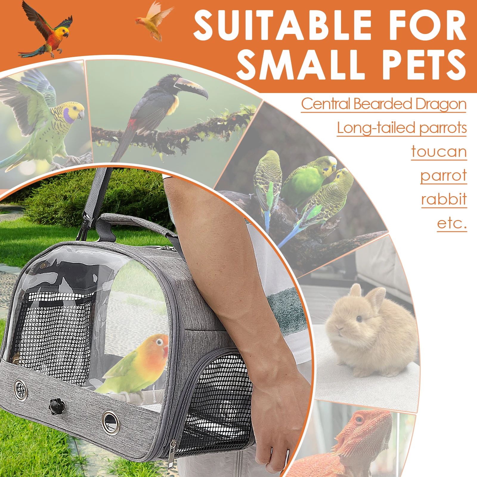 Portable Bird Travel Bag Oxford Cloth Bird Carrier Parrot Travel Cage with Tray and Clear Window Travel Bird Raising Supplies Portable Bird Travel Bag Oxford Cloth Bird Carrier Parrot Travel Cage with Tray and Clear Window Travel Bird Raising Supplies