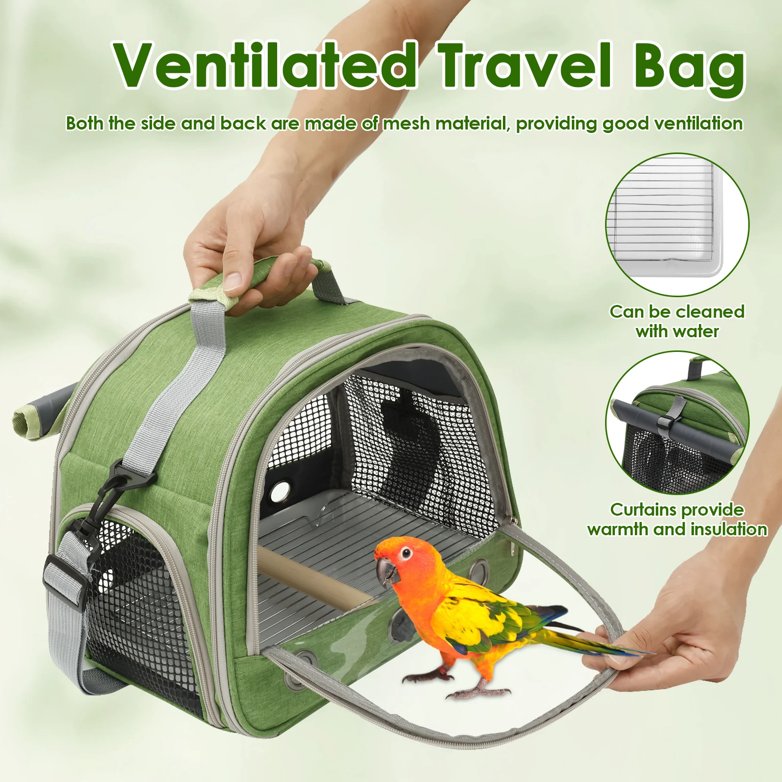 Portable Bird Travel Bag Oxford Cloth Bird Carrier Parrot Travel Cage with Tray and Clear Window Travel Bird Raising Supplies Portable Bird Travel Bag Oxford Cloth Bird Carrier Parrot Travel Cage with Tray and Clear Window Travel Bird Raising Supplies