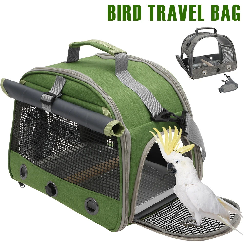 80096-pt2cgg.jpg Portable Bird Travel Bag Oxford Cloth Bird Carrier Parrot Travel Cage with Tray and Clear Window Travel Bird Raising Supplies - Image 1