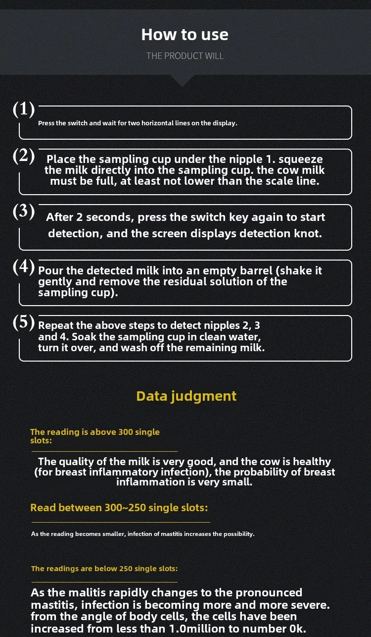 Cow Mastitis Detectors Cow Breast Inflammation Tester Grazing and Breeding Equipment Veterinary Prevention Tester