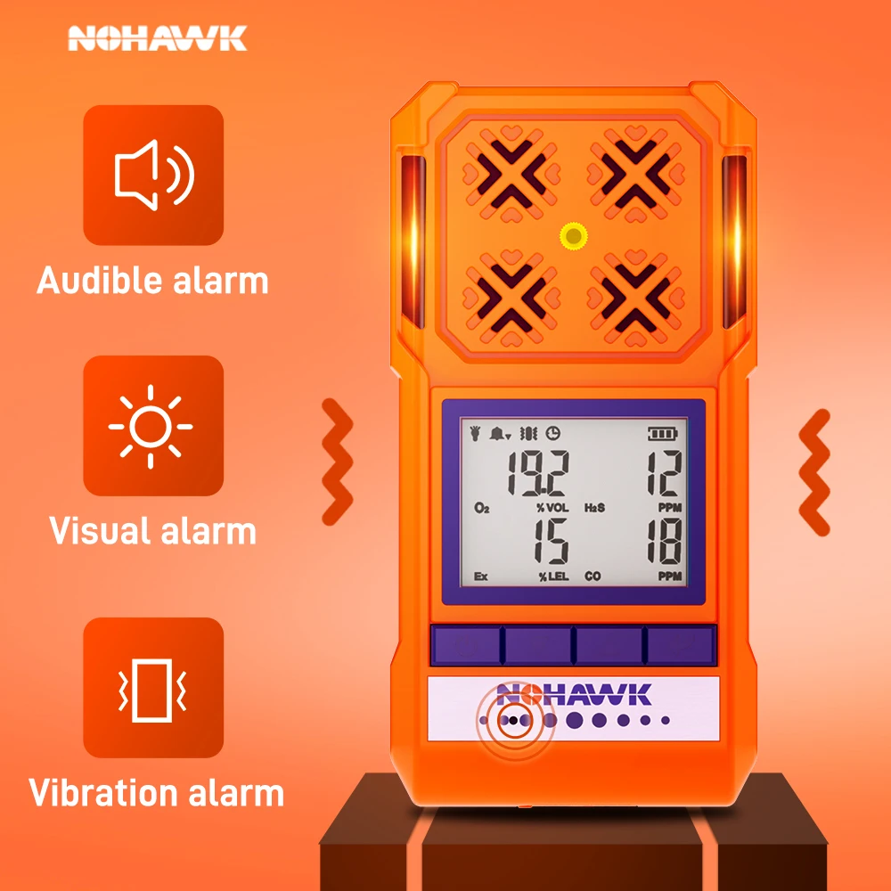 NOHAWK 4-in-1 Portable Gas Detector Combustible Natural Leak Alarm with Sound Screen Vibration for Home or Factory Safety NOHAWK 4-in-1 Portable Gas Detector Combustible Natural Leak Alarm with Sound Screen Vibration for Home or Factory Safety