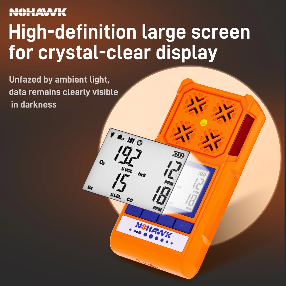 NOHAWK 4-in-1 Portable Gas Detector Combustible Natural Leak Alarm with Sound Screen Vibration for Home or Factory Safety NOHAWK 4-in-1 Portable Gas Detector Combustible Natural Leak Alarm with Sound Screen Vibration for Home or Factory Safety