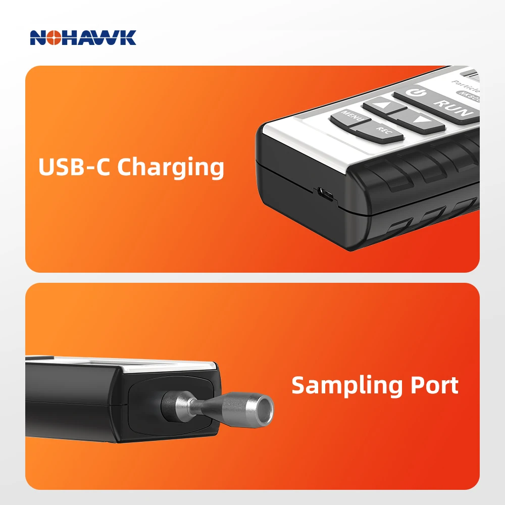 Nohawk New Dust Particle Counter PM2.5 PM10 Detector Air Pollution Detector with 2.4in LCD Display For 1000-Class Clean Room Nohawk New Dust Particle Counter PM2.5 PM10 Detector Air Pollution Detector with 2.4in LCD Display For 1000-Class Clean Room