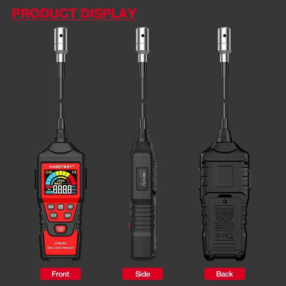 HABOTEST HT601A HT601B Gas Leak Detector 0-1000PPM Sound & Screen Alarm Combustible Flammable Natural Methane Gas Detector HABOTEST HT601A HT601B Gas Leak Detector 0-1000PPM Sound & Screen Alarm Combustible Flammable Natural Methane Gas Detector