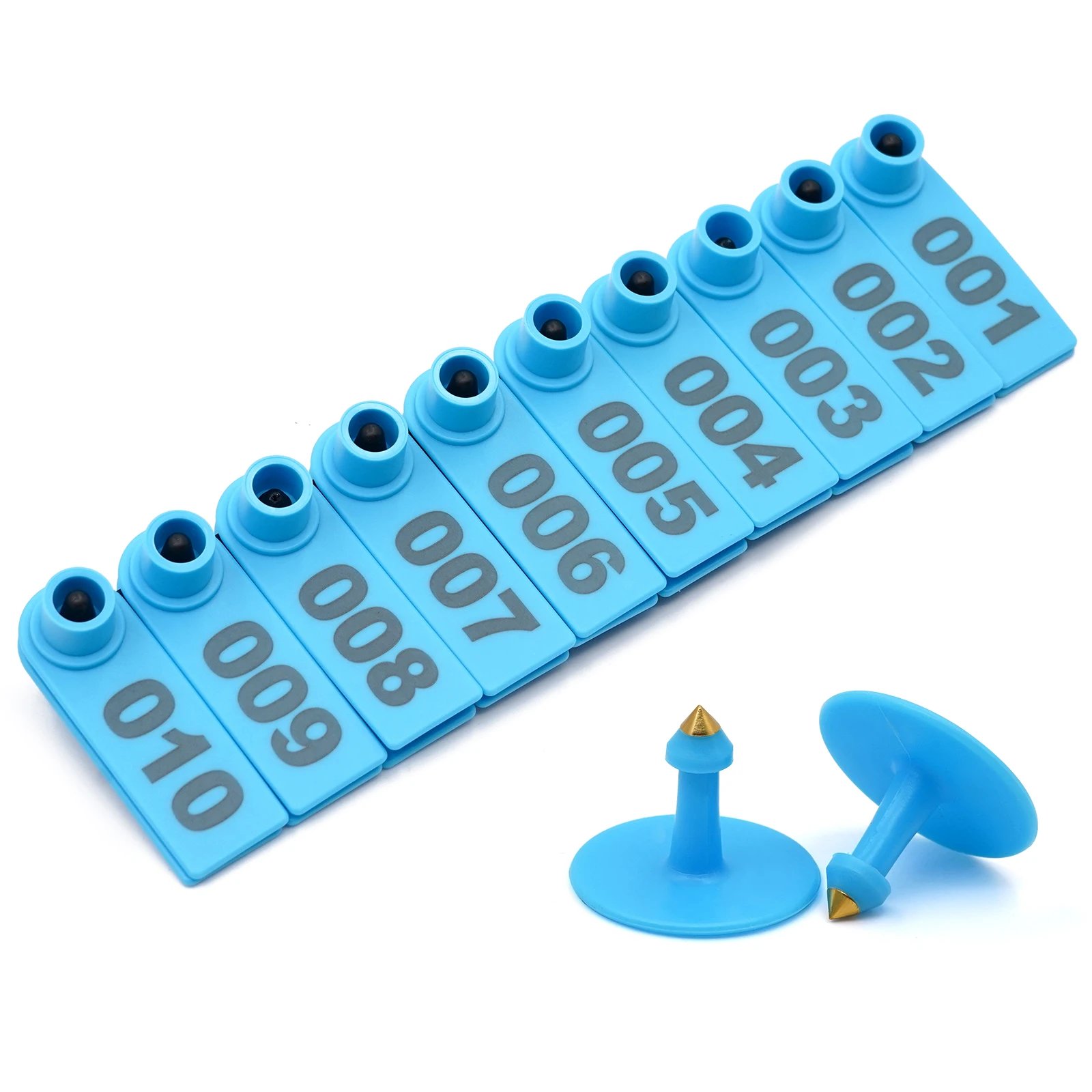 No. 1-500 Sheep Ear Tag Signs with The Word Ear Laser Typing Copper Head Earrings Farm Animal Identification Card 100Pcs