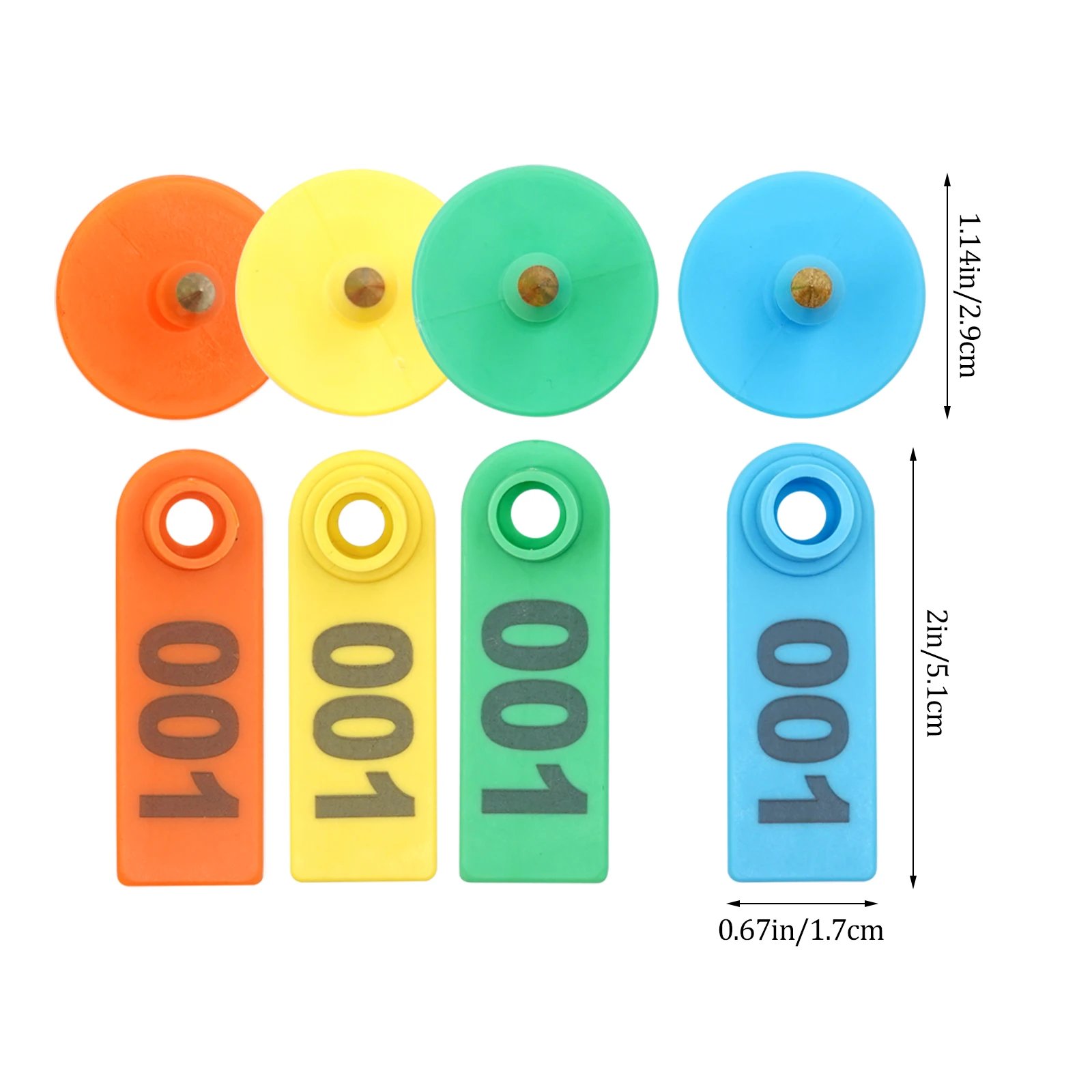 No. 1-500 Sheep Ear Tag Signs with The Word Ear Laser Typing Copper Head Earrings Farm Animal Identification Card 100Pcs