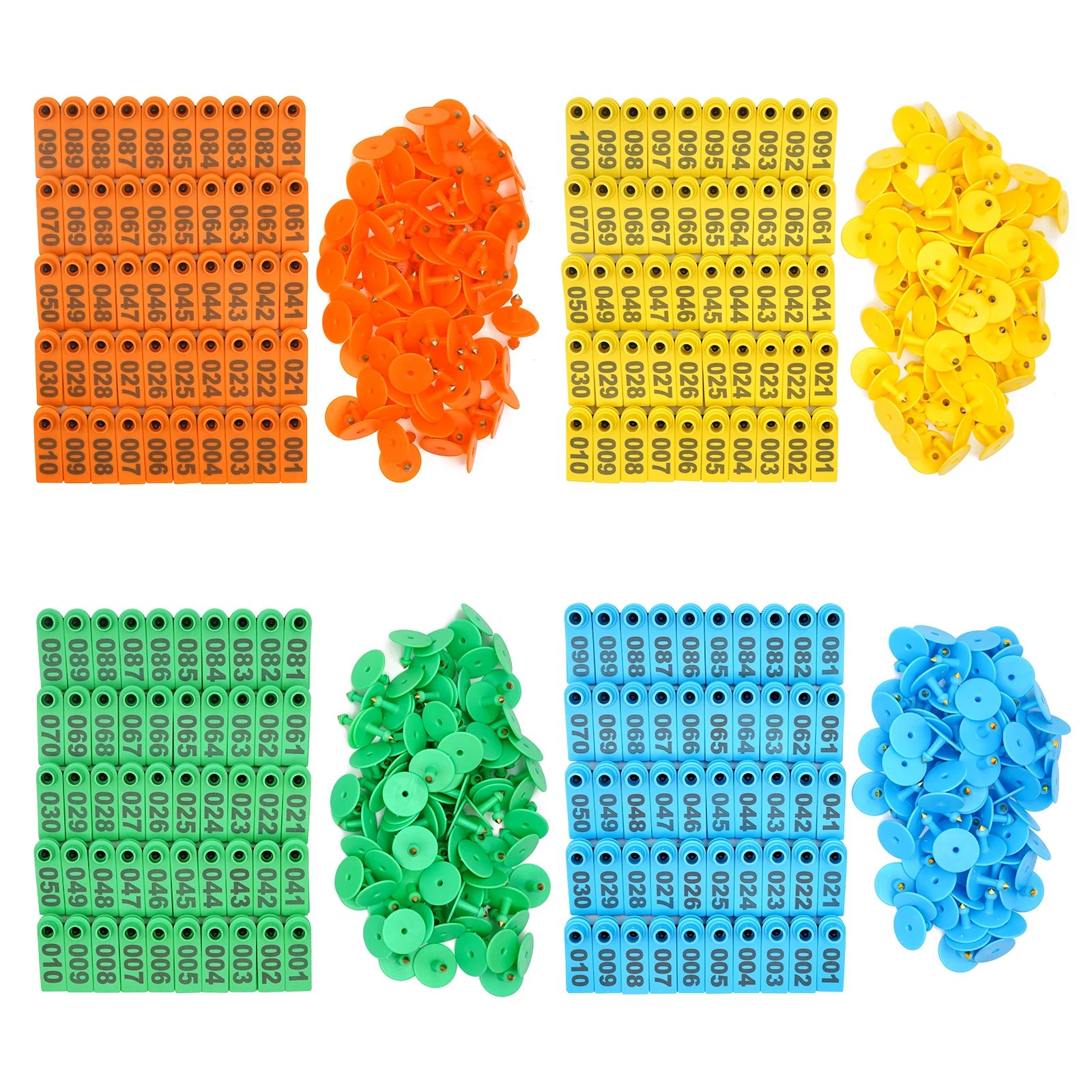 No. 1-500 Sheep Ear Tag Signs with The Word Ear Laser Typing Copper Head Earrings Farm Animal Identification Card 100Pcs