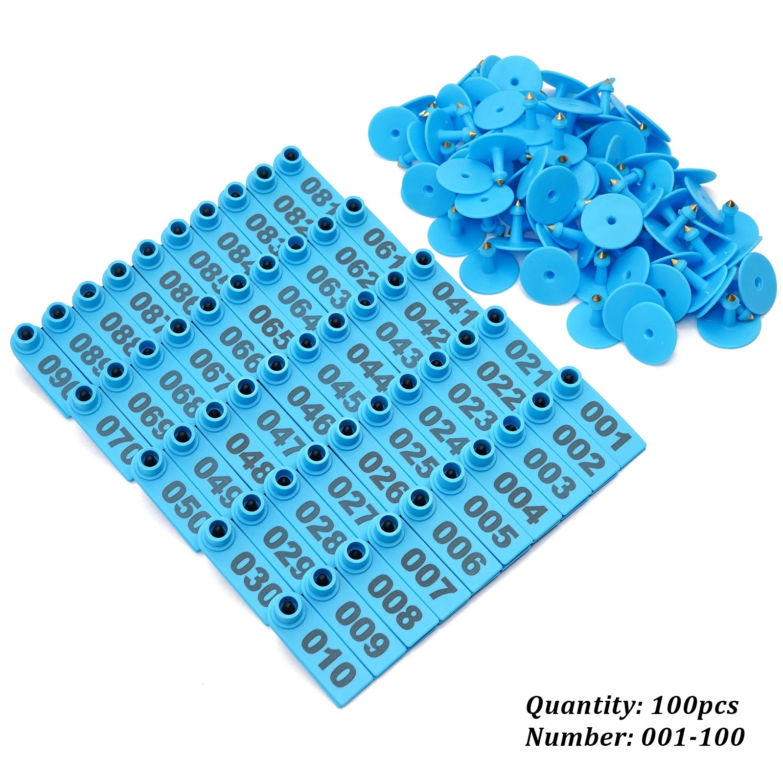 No. 1-500 Sheep Ear Tag Signs with The Word Ear Laser Typing Copper Head Earrings Farm Animal Identification Card 100Pcs