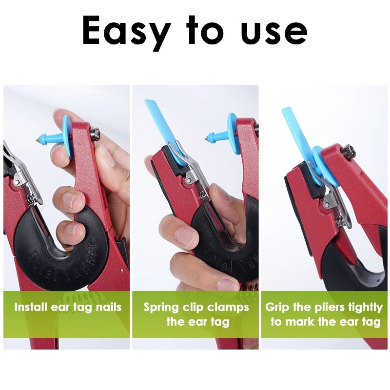 1 Pcs Ear Tag Pliers And 5Pcs Pins Animal Control Device Green Metal Ear Thorn Tongs Swine Cow Sheep Rabbit Identification Tool