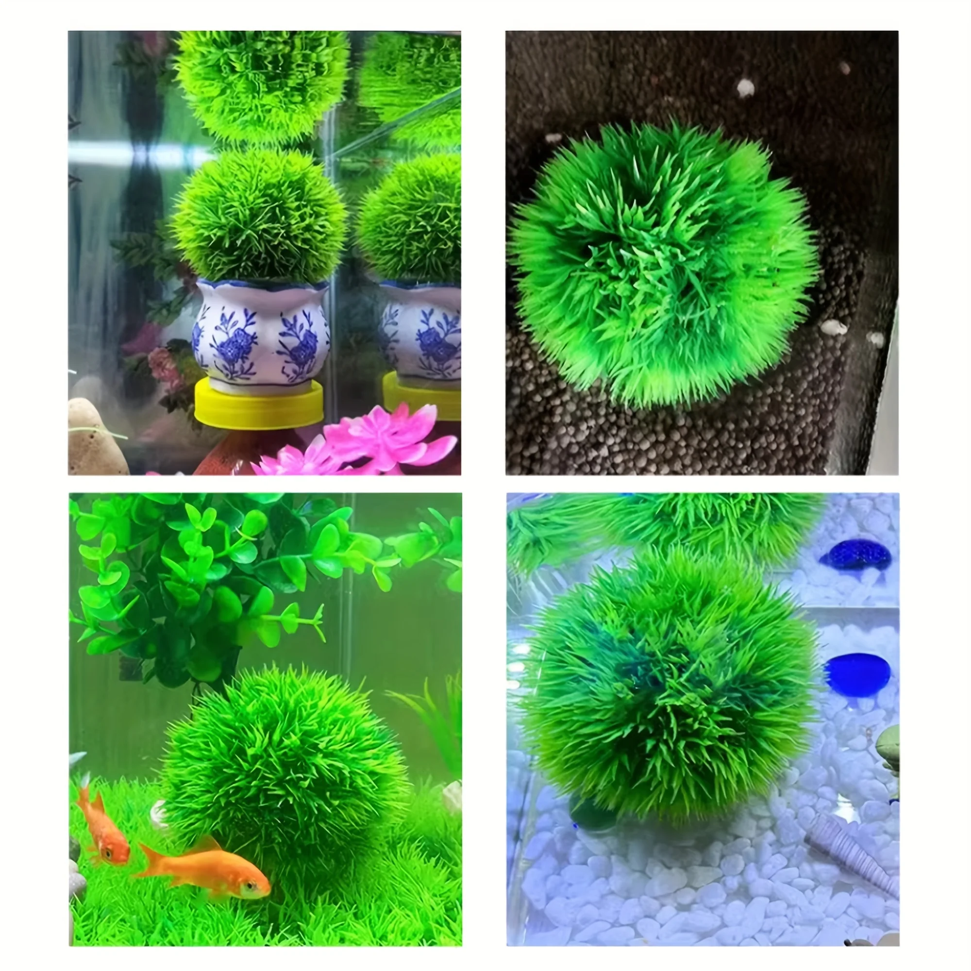 Aquarium Decorative Artificial Aquarium Grass Ball – Durable Faux Water Plant for Fish Tank Decor, Fade-Resistant