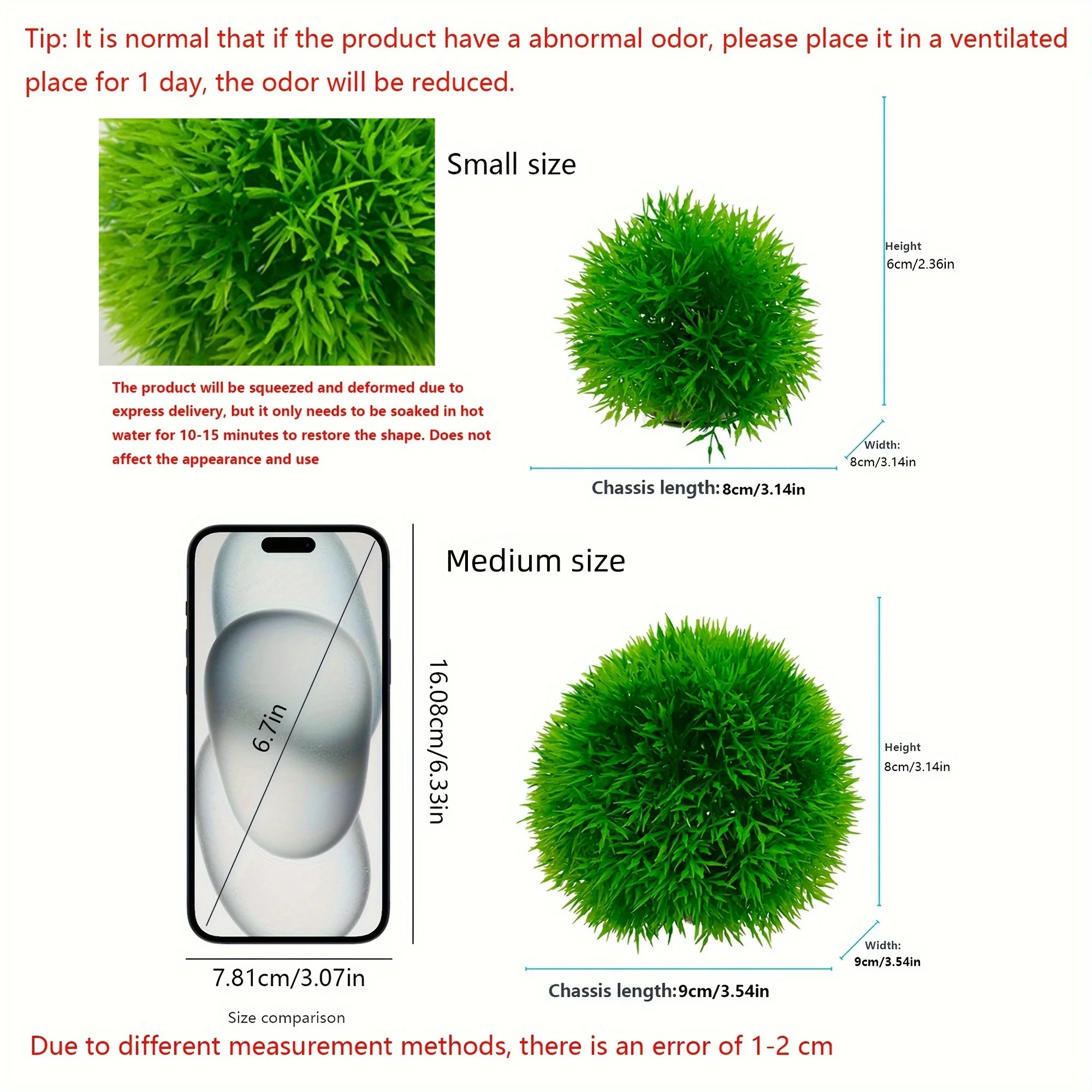 Aquarium Decorative Artificial Aquarium Grass Ball – Durable Faux Water Plant for Fish Tank Decor, Fade-Resistant