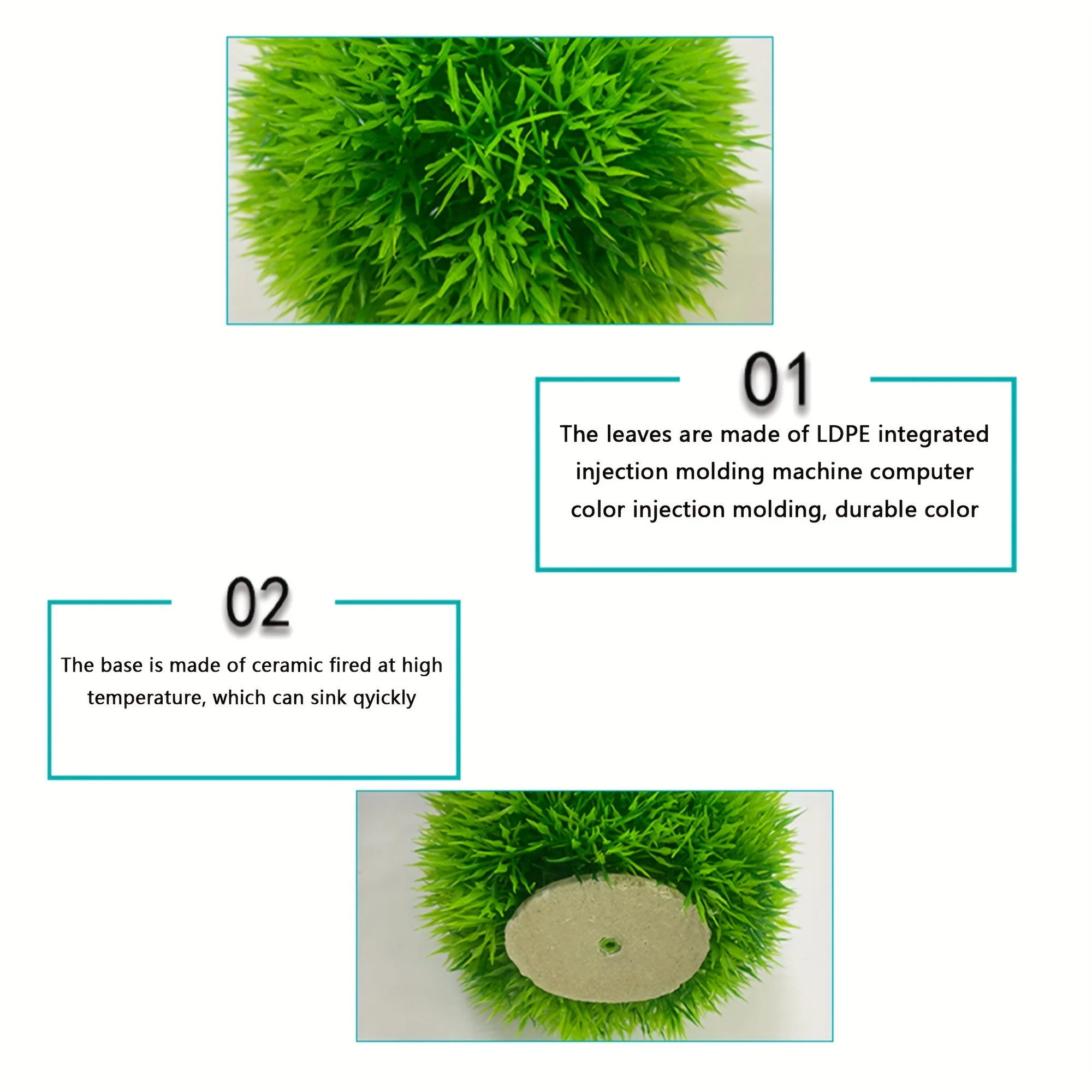 Aquarium Decorative Artificial Aquarium Grass Ball – Durable Faux Water Plant for Fish Tank Decor, Fade-Resistant
