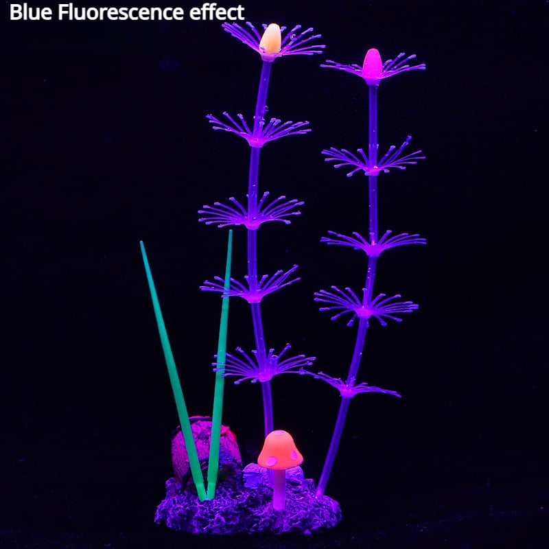 Simulation Aquatic Plants Fluorescent Silicone Water Grass Fish Tank Landscape Aquarium Decoration Coral Landscaping Home Decor