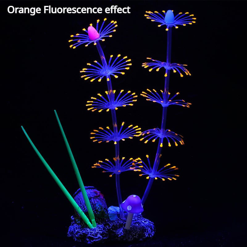 Simulation Aquatic Plants Fluorescent Silicone Water Grass Fish Tank Landscape Aquarium Decoration Coral Landscaping Home Decor