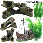 Aquarium Hollow Log Decor Multifunction Resin Fish Hiding Cave Non-toxic Aquarium Dead Wood Decoration for Fish Tank Aquarium
