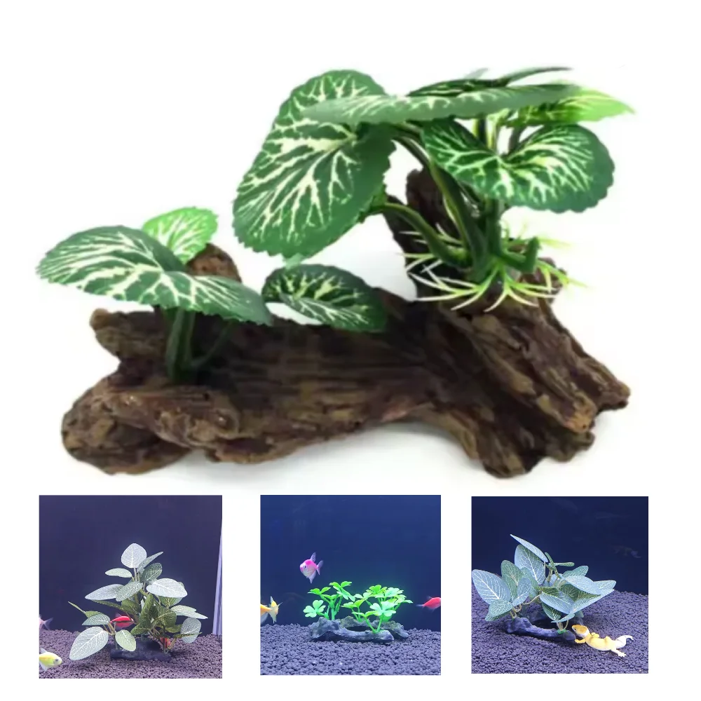 Aquarium simulation plant Plastic Artificial Turtle Tree Trunk plant Plant Fish Tank Grass Wood Decoration Underwater Plants
