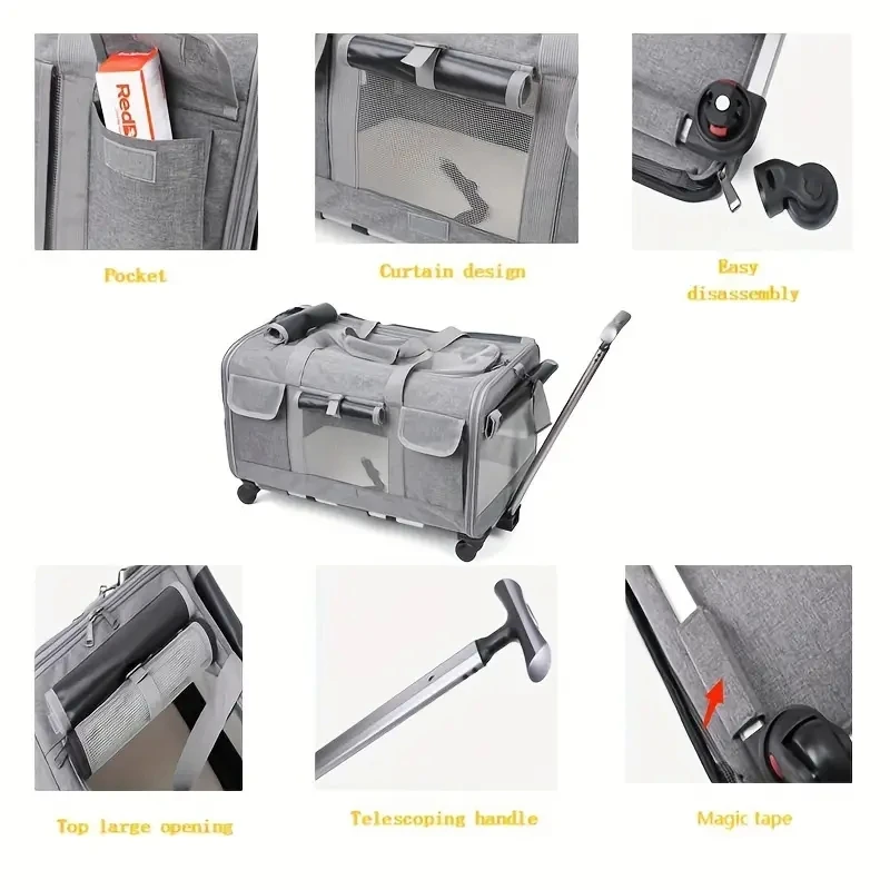 Extra Large Portable Pet Trolley Case, Detachable Dog Trolley Case, Large Foldable Pet Bag Cat Travel Carrier Bag Extra Large Portable Pet Trolley Case, Detachable Dog Trolley Case, Large Foldable Pet Bag Cat Travel Carrier Bag