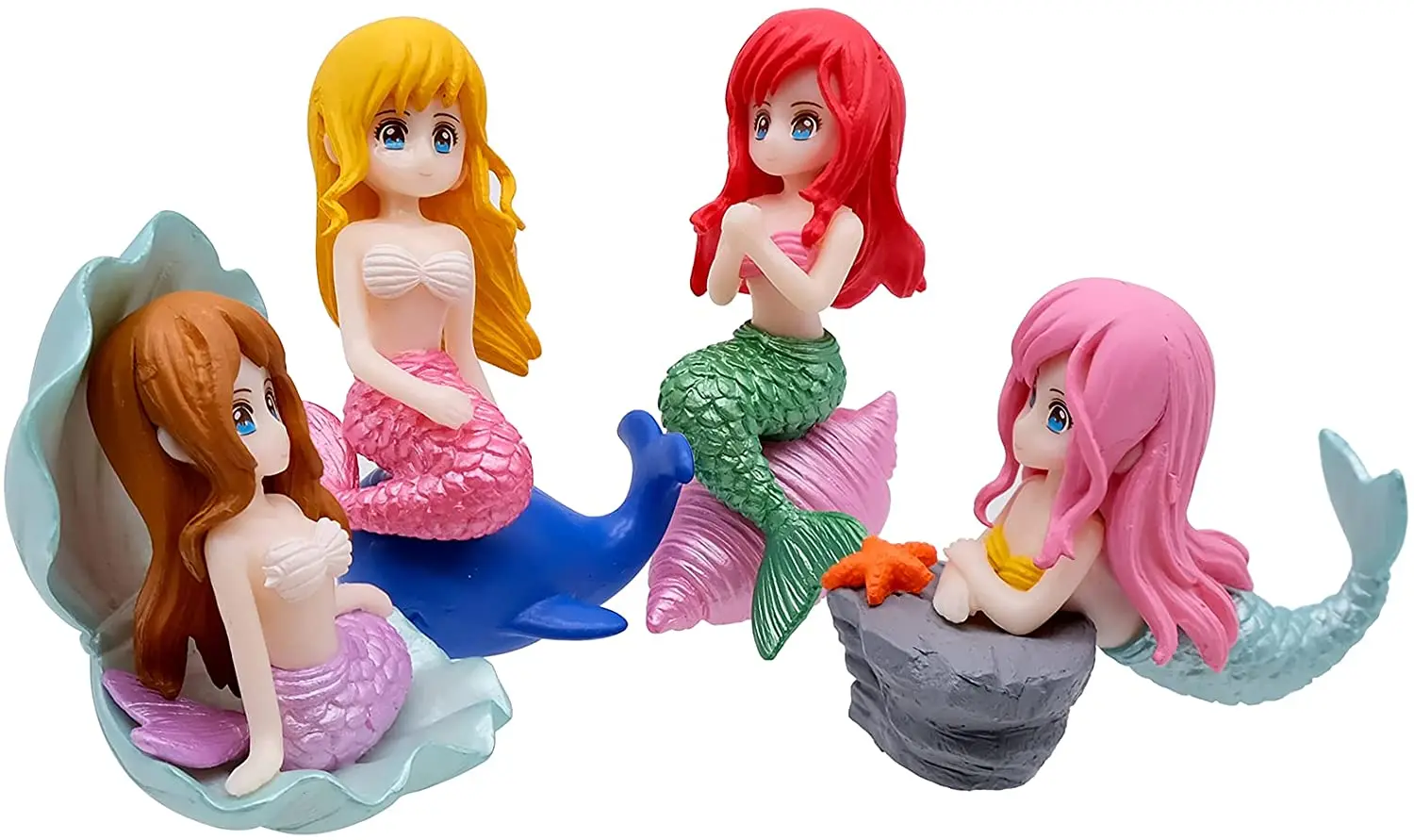 Aquarium Decoration Plastic Fish Tank Little Mermaid Ornament Miniature Figurines DIY Cake Decor Desk Craft Accessories