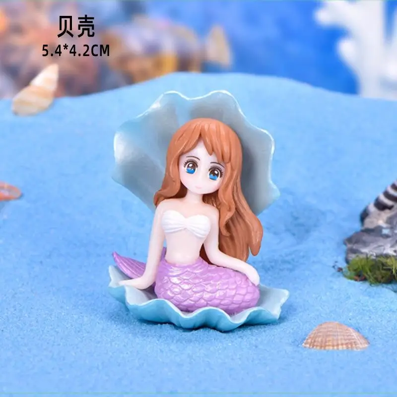Aquarium Decoration Plastic Fish Tank Little Mermaid Ornament Miniature Figurines DIY Cake Decor Desk Craft Accessories