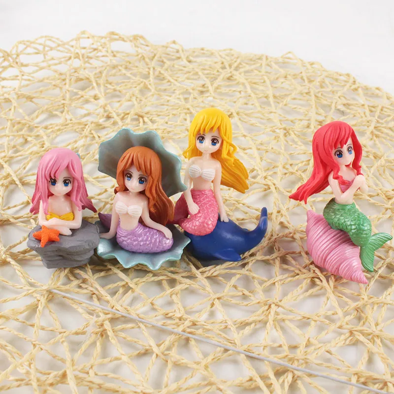 Aquarium Decoration Plastic Fish Tank Little Mermaid Ornament Miniature Figurines DIY Cake Decor Desk Craft Accessories