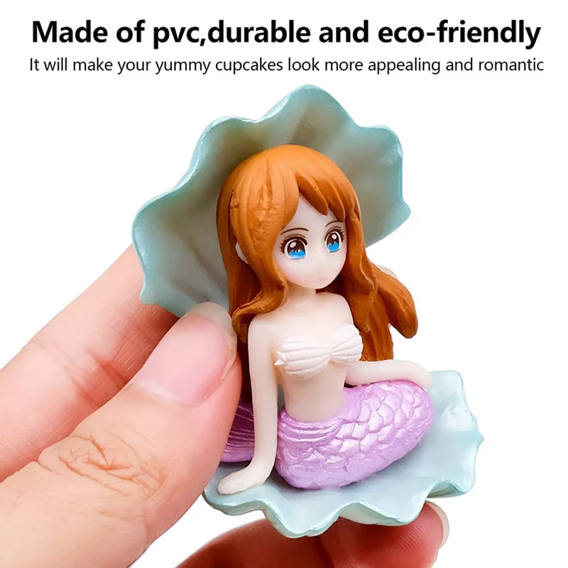 Aquarium Decoration Plastic Fish Tank Little Mermaid Ornament Miniature Figurines DIY Cake Decor Desk Craft Accessories