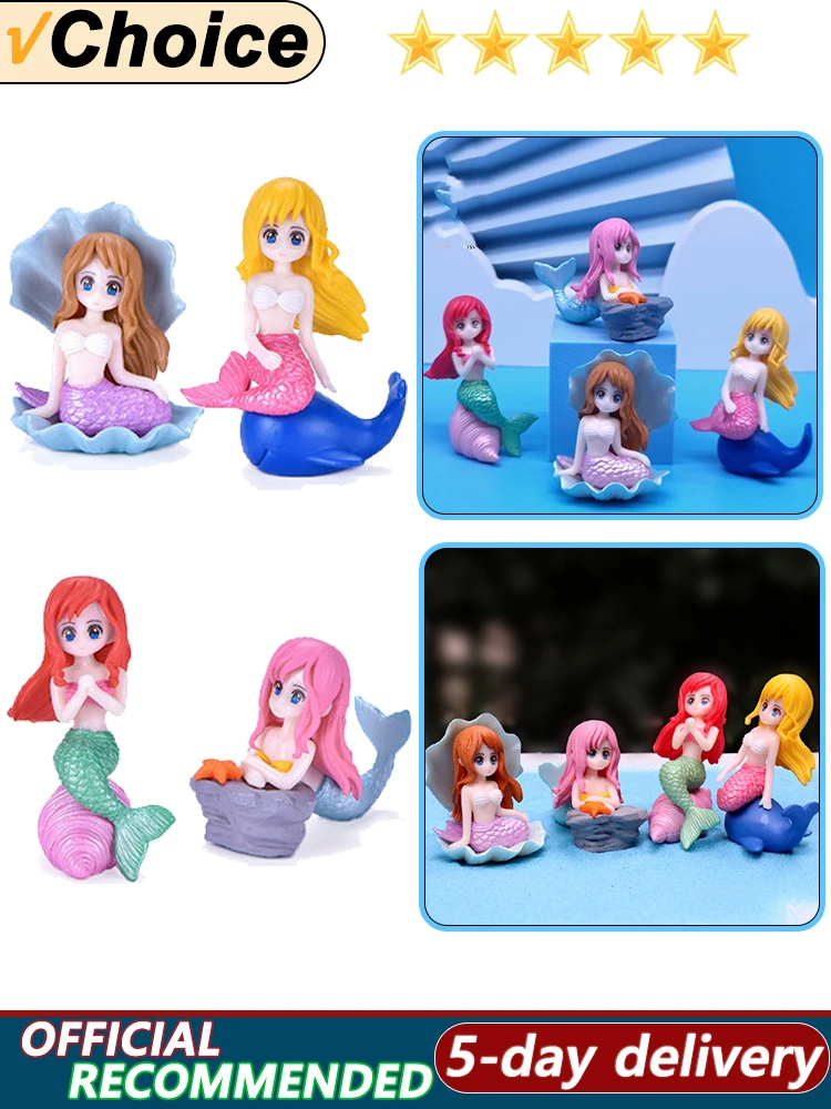 Aquarium Decoration Plastic Fish Tank Little Mermaid Ornament Miniature Figurines DIY Cake Decor Desk Craft Accessories