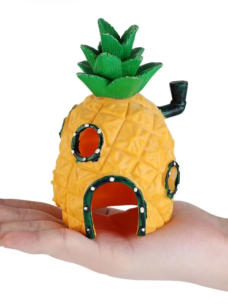 Cute Aquarium Resin Decoration Castle Pineapple Dining Room Dodge House Aquarium Small Ornament Fish Tank Accessories Decoration
