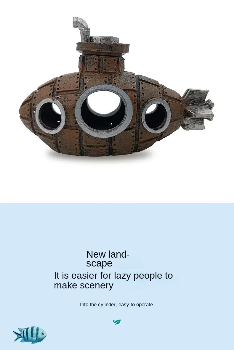 Resin Submarine Ornaments Aquarium Fish Tank Decoration Fish Shrimp Shelter Cave Landscaping Accessories for Aquarium Fish Tank