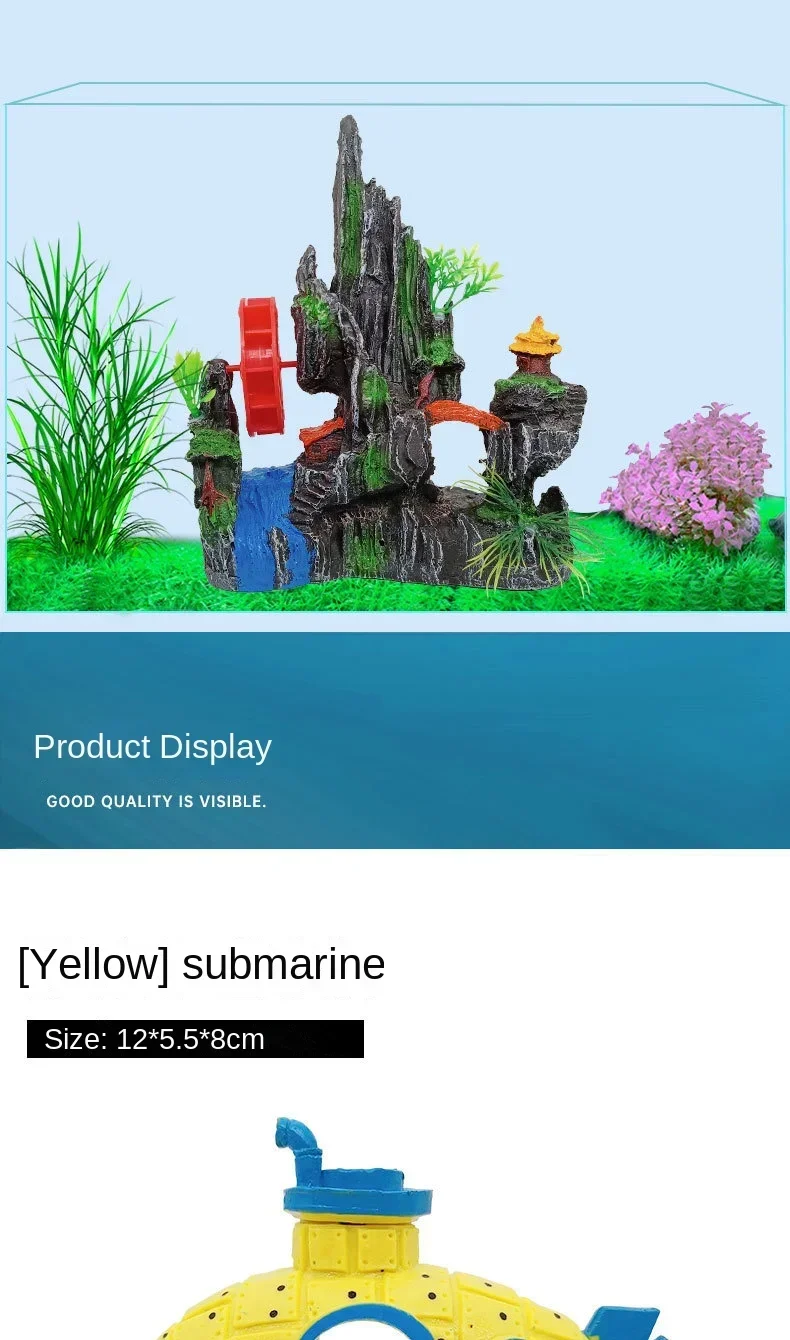 Resin Submarine Ornaments Aquarium Fish Tank Decoration Fish Shrimp Shelter Cave Landscaping Accessories for Aquarium Fish Tank