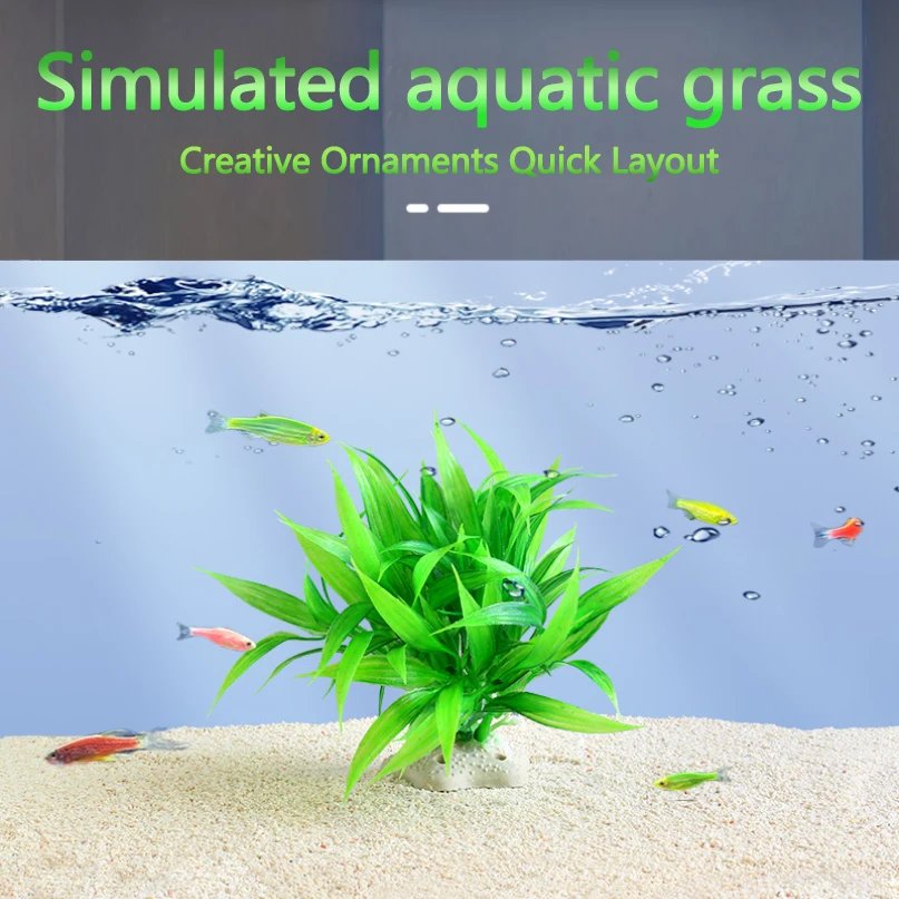 1PC Plastic Manmade Water Plant Grass Decor akvaryum dekor Green 15cm Height for Aquarium Simulation Artificial plants