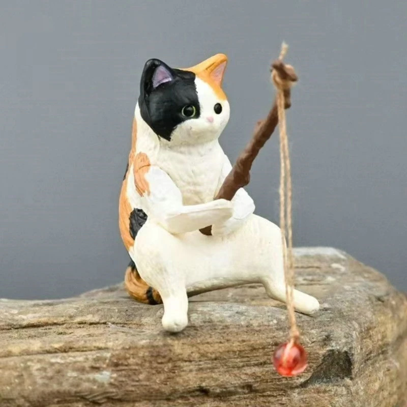 Fishing Cat Ornaments Aquarium Decoration Fish Landscaping Cartoon Cat Statue Mini Resin Figurine Home Decorations Fishing Cat Ornaments Aquarium Decoration Fish Landscaping Cartoon Cat Statue Mini Resin Figurine Home Decorations