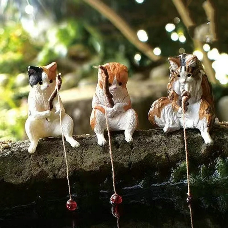 Fishing Cat Ornaments Aquarium Decoration Fish Landscaping Cartoon Cat Statue Mini Resin Figurine Home Decorations Fishing Cat Ornaments Aquarium Decoration Fish Landscaping Cartoon Cat Statue Mini Resin Figurine Home Decorations
