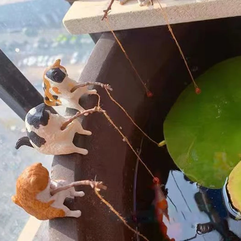 Fishing Cat Ornaments Aquarium Decoration Fish Landscaping Cartoon Cat Statue Mini Resin Figurine Home Decorations Fishing Cat Ornaments Aquarium Decoration Fish Landscaping Cartoon Cat Statue Mini Resin Figurine Home Decorations